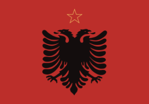 Az Alb&aacute;n N&eacute;pk&ouml;zt&aacute;rsas&aacute;g z&aacute;szlaja