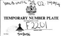 TEMPORARY NUMBER PLATE/* F2201 TEMPORARY NUMBER PLATE/* F2201