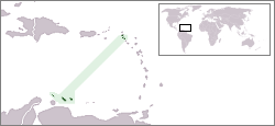 A Curaçao terület elhelyezkedése