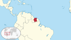 Suriname elhelyezkedése