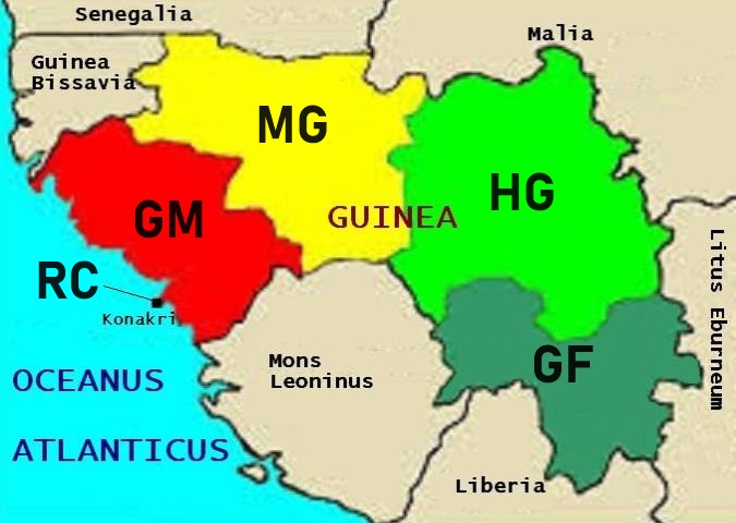 A ter&uuml;letk&oacute;dok elhelyezked&eacute;se Guinea ter&uuml;let&eacute;n 1994-től