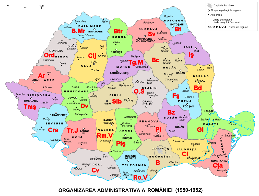 Román területkódok a térképen 1950-től 1952-ig Román területkódok a térképen 1950-től 1952-ig