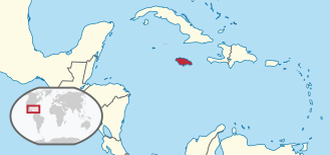 Jamaica koronagyarmata &eacute;s f&uuml;ggő ter&uuml;leteinek elhelyezked&eacute;se
